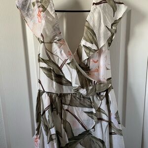 Express V-Neck Ruffle Wrap Dress